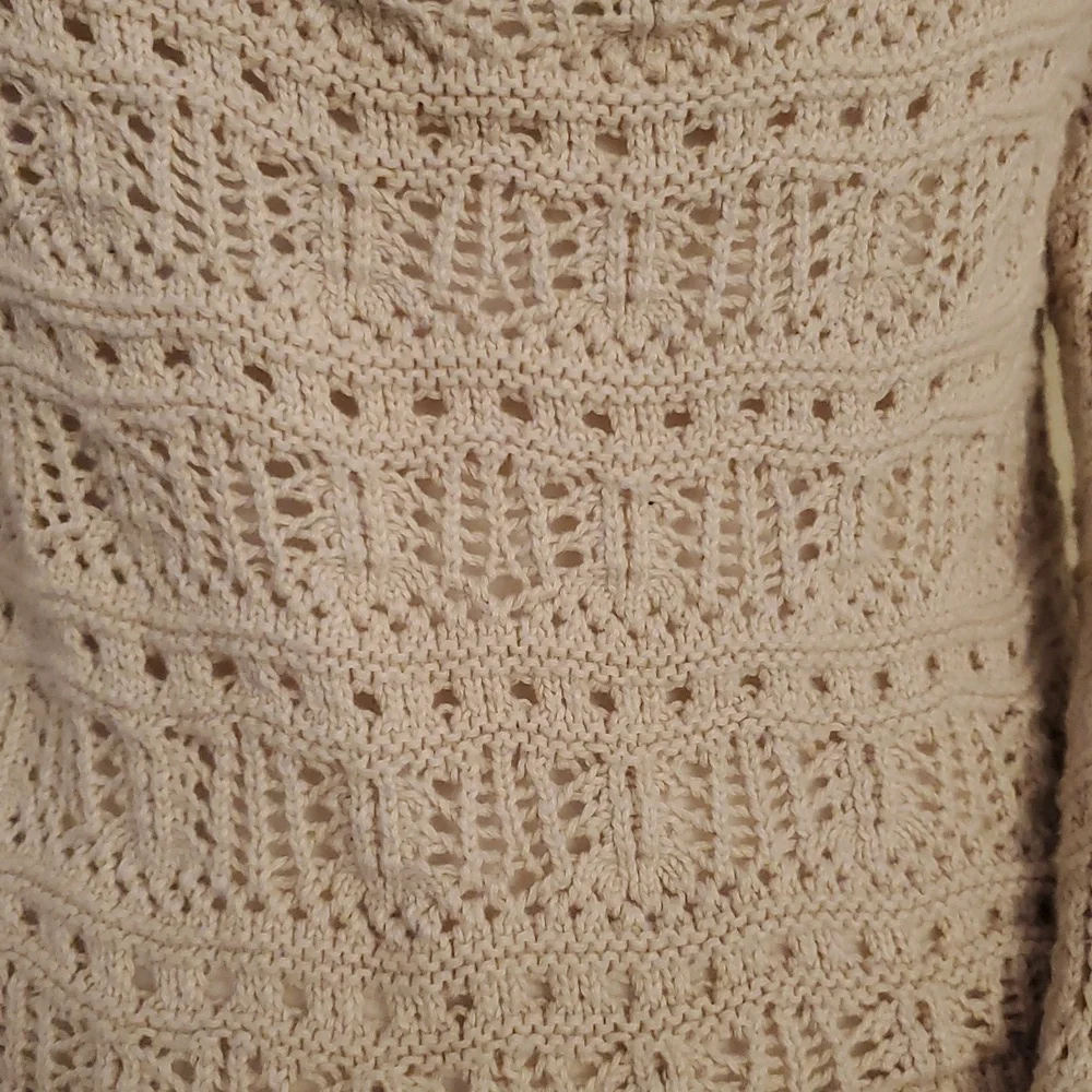 Vintage Hollister Cream Crochet Knit Crop Sweater Top Size L - Picture 5 of 5